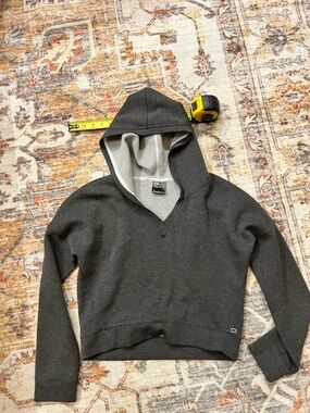 GAP women’s Dark Charcoal V-Neck Hooded Sweater